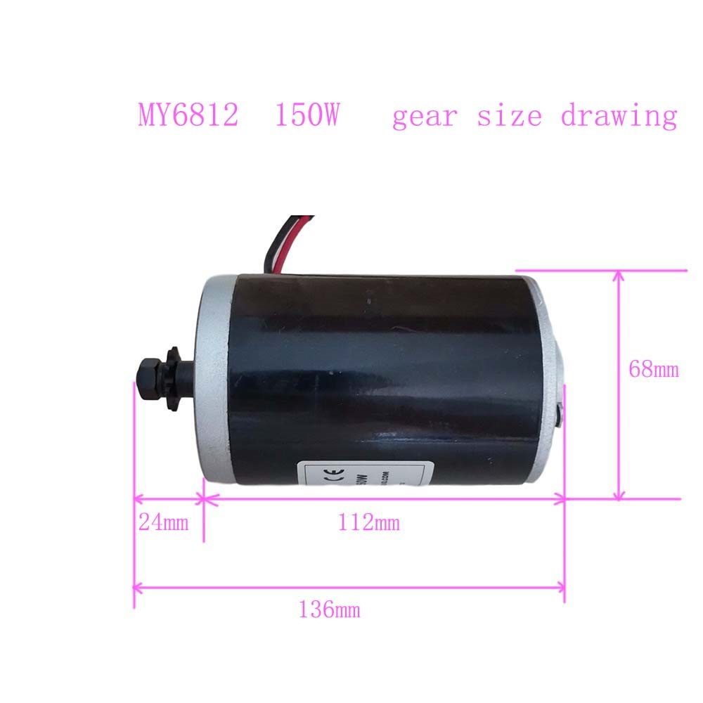 MY6812 DC 12V 150W high speed motor with sprocket , scooter small brush motor