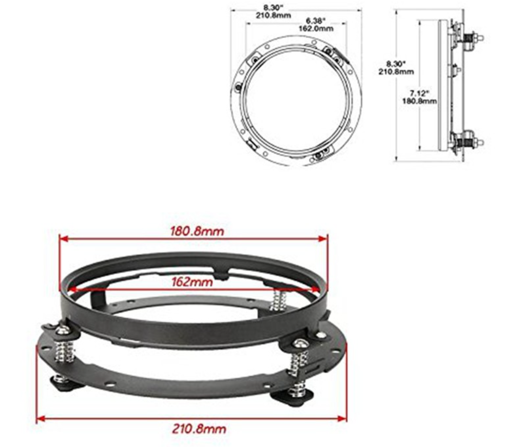 Motorcycle Headlight Mounting Bracket 7" For Harley