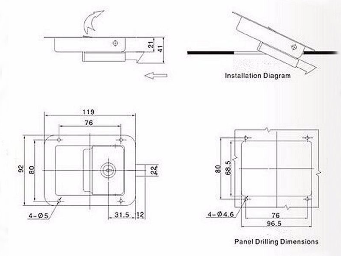 RV Paddle Entry Paddle Door Lock Latch Handle Knob Deadbolt Camper Trailer
