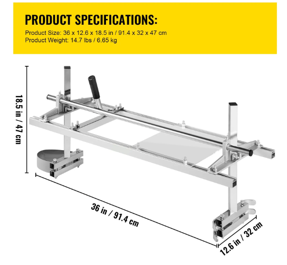 Portable Chainsaw Mill for 14"-36" Chainsaw Bars