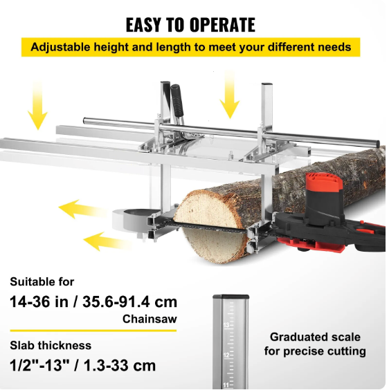 Portable Chainsaw Mill for 14"-36" Chainsaw Bars