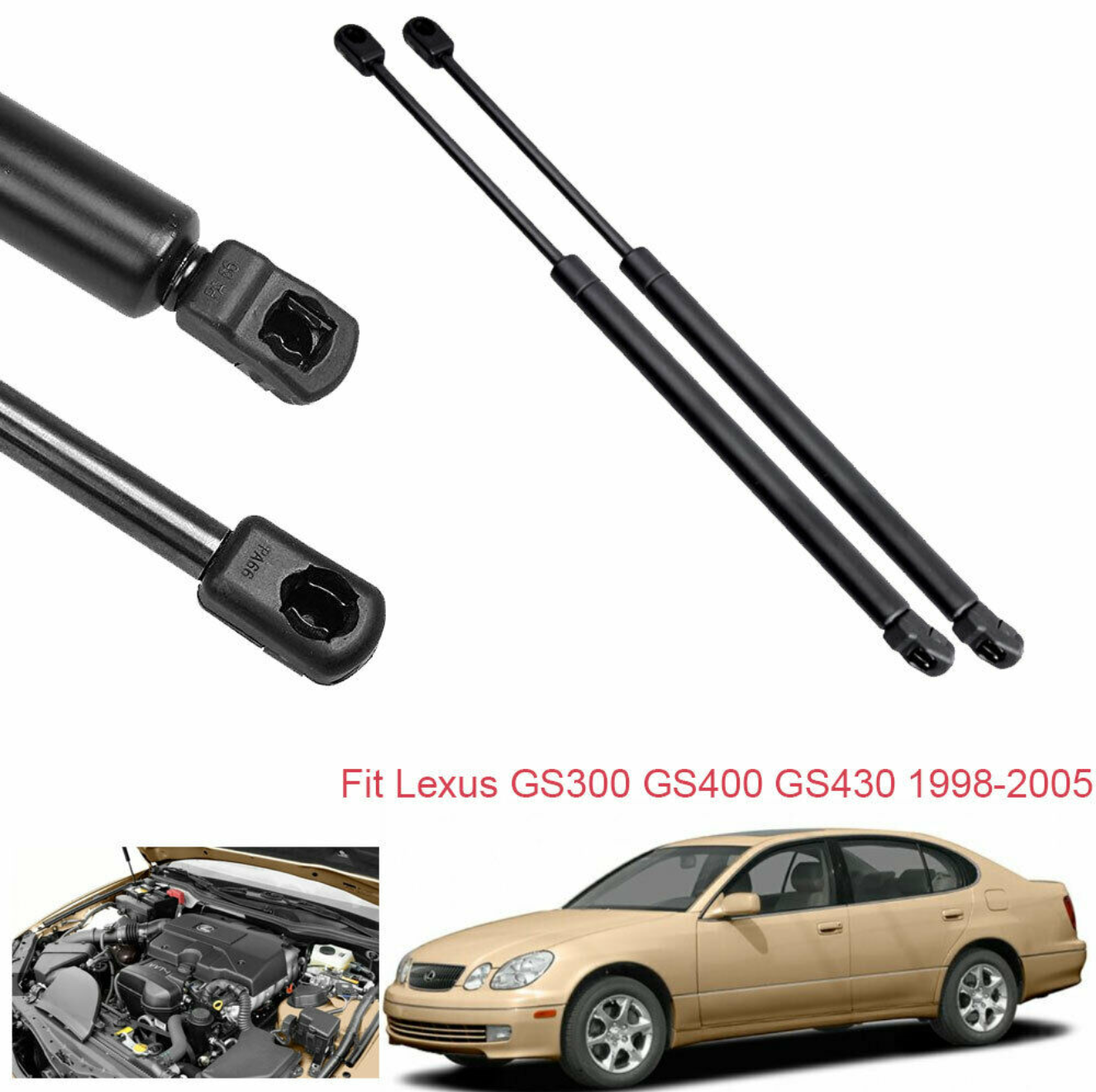 Bonnet Gas Struts for Lexus GS300 GS400 GS430 1998-2005 | Hood Lift Supports Replacement