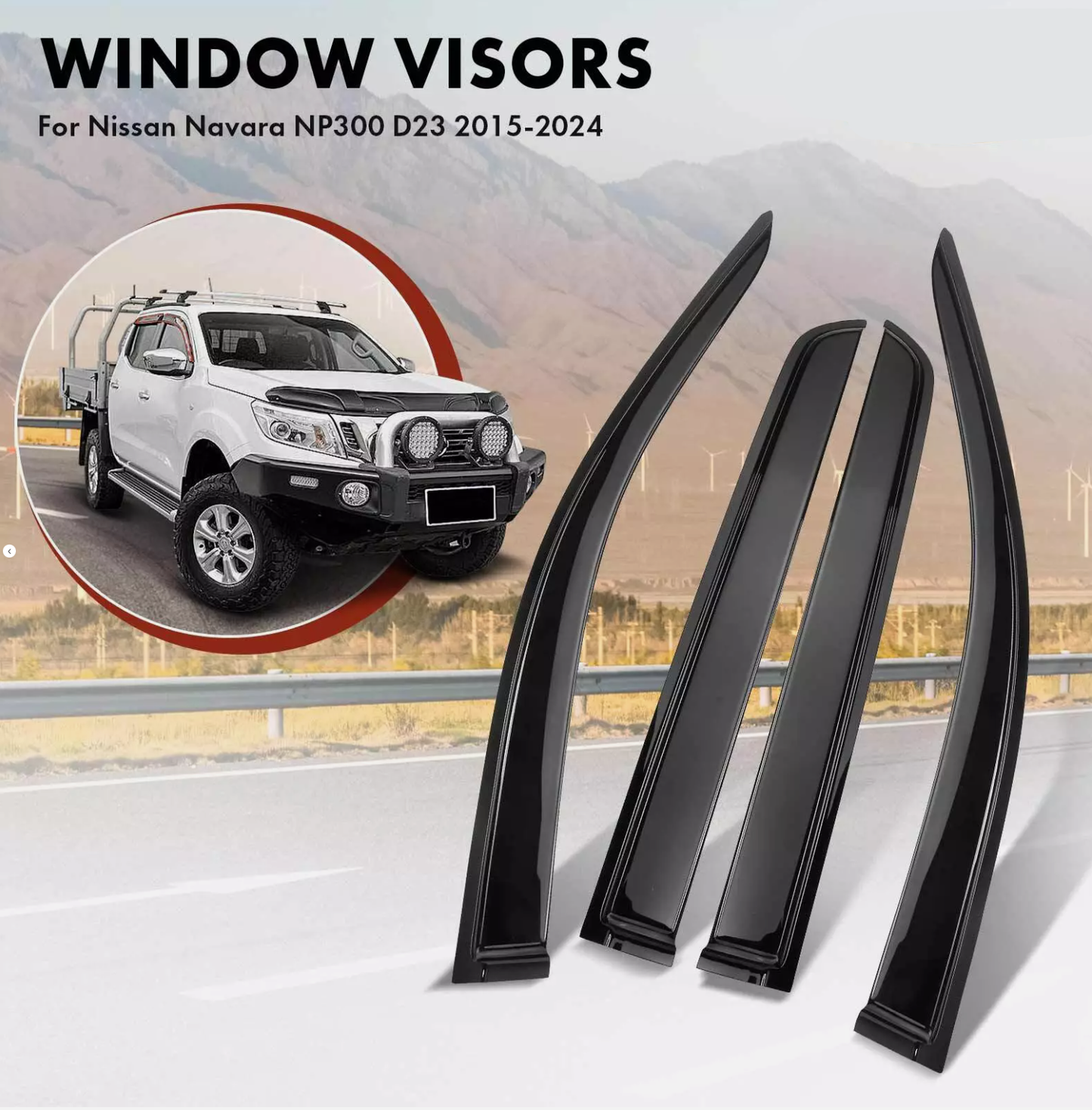 For Navara NP300 D23 Window Visors / Monsoon / Weather Shield 2015+