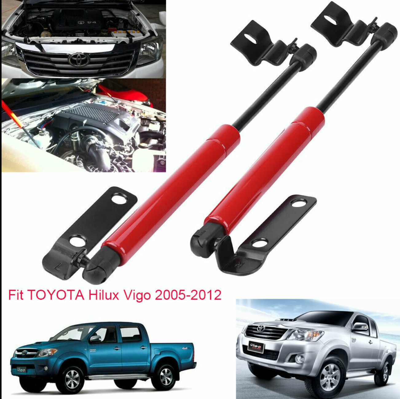 Bonnet Gas Struts for Toyota Hilux Vigo 2005-2012 | Front Hood Lift Supports Replacement