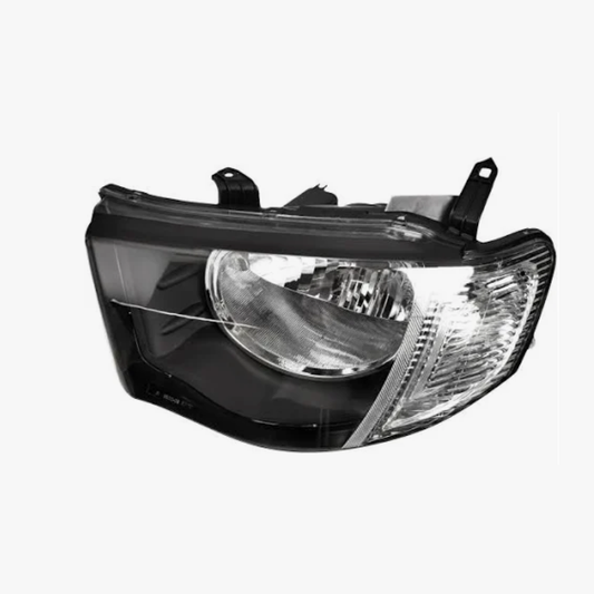 LH Headlight for Mitsubishi Triton MN 2009–2015 – Round Reflector / H4 / Matte Black + Chrome